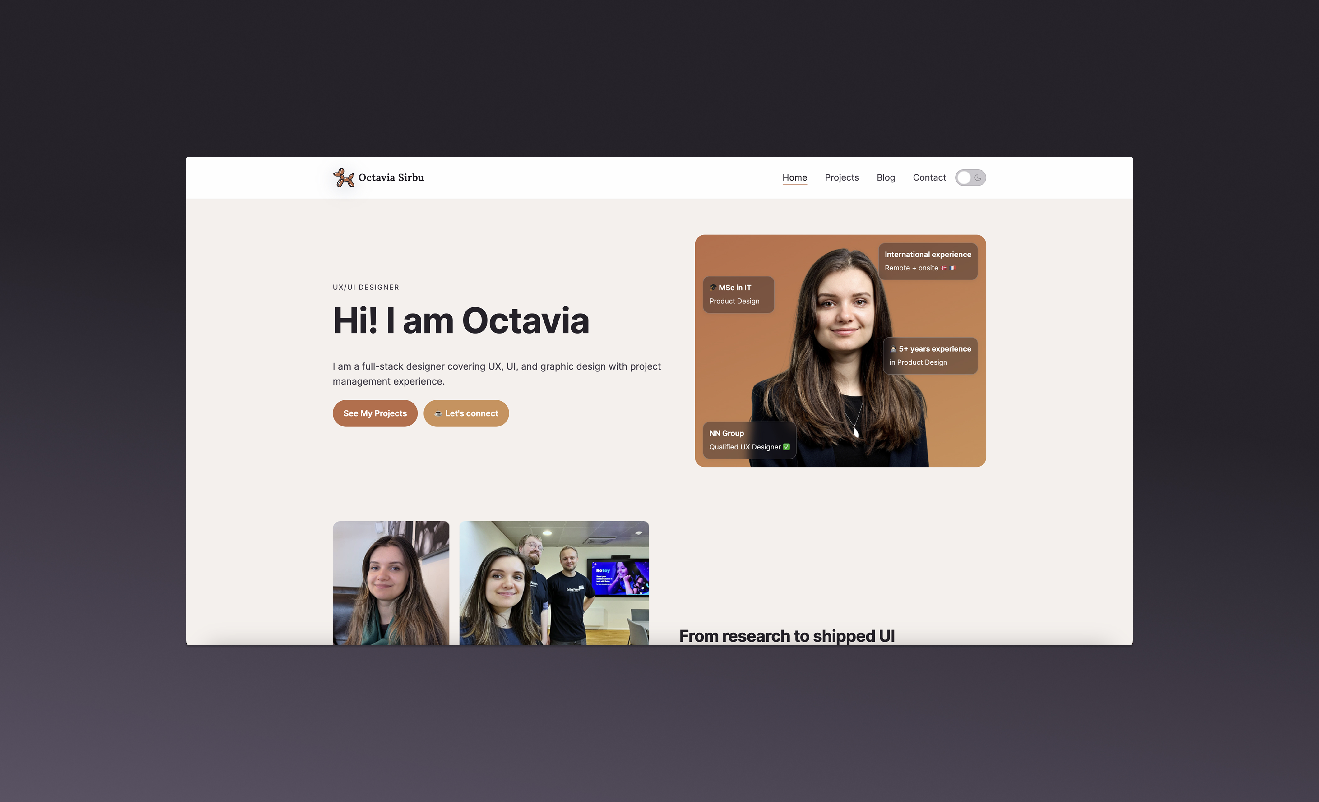 Portfolio site design cover